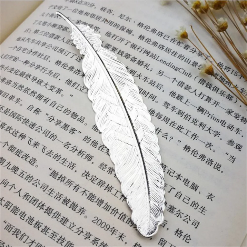 Silver 1 шт., креативная Ретро металлическая Закладка-перо, хорошая классная книжная Закладка, для детей, студентов, подарок, канцелярские принадлежности, школьные офисные принадлежности - Цвет: Silver