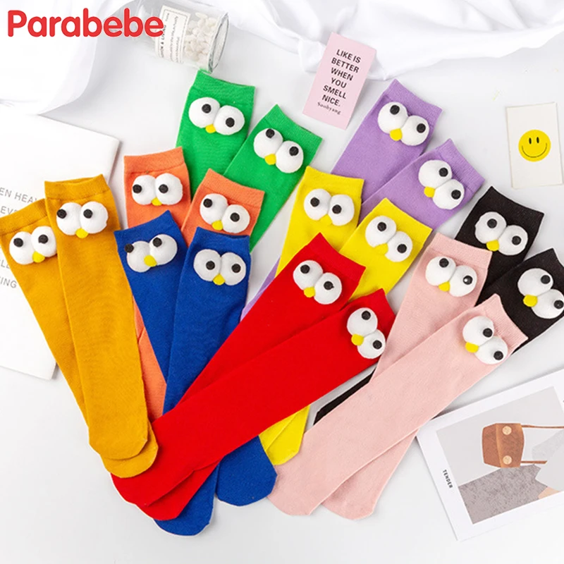

big eyes tights for girls cotton long tube children's socks cute girls tights cartoon toddler kids tights pink black blue green