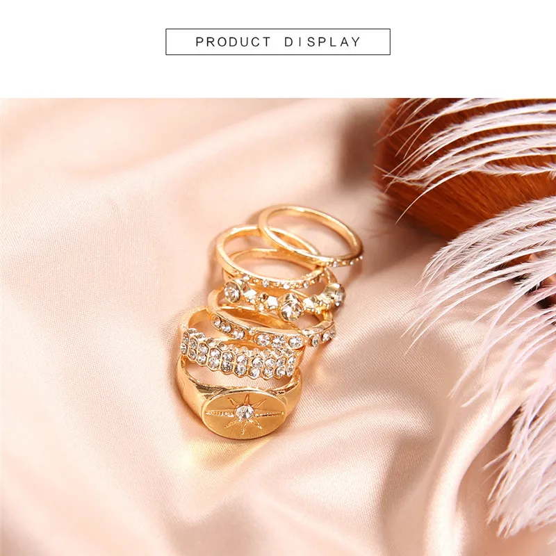 NEWBUY 6 шт./компл. классический дизайн Для женщин миди кончик пальца кольцо Лидер продаж золото Цвет в богемном стиле с геометрическим кольцо на палец для обручального кольца для Для женщин подарок