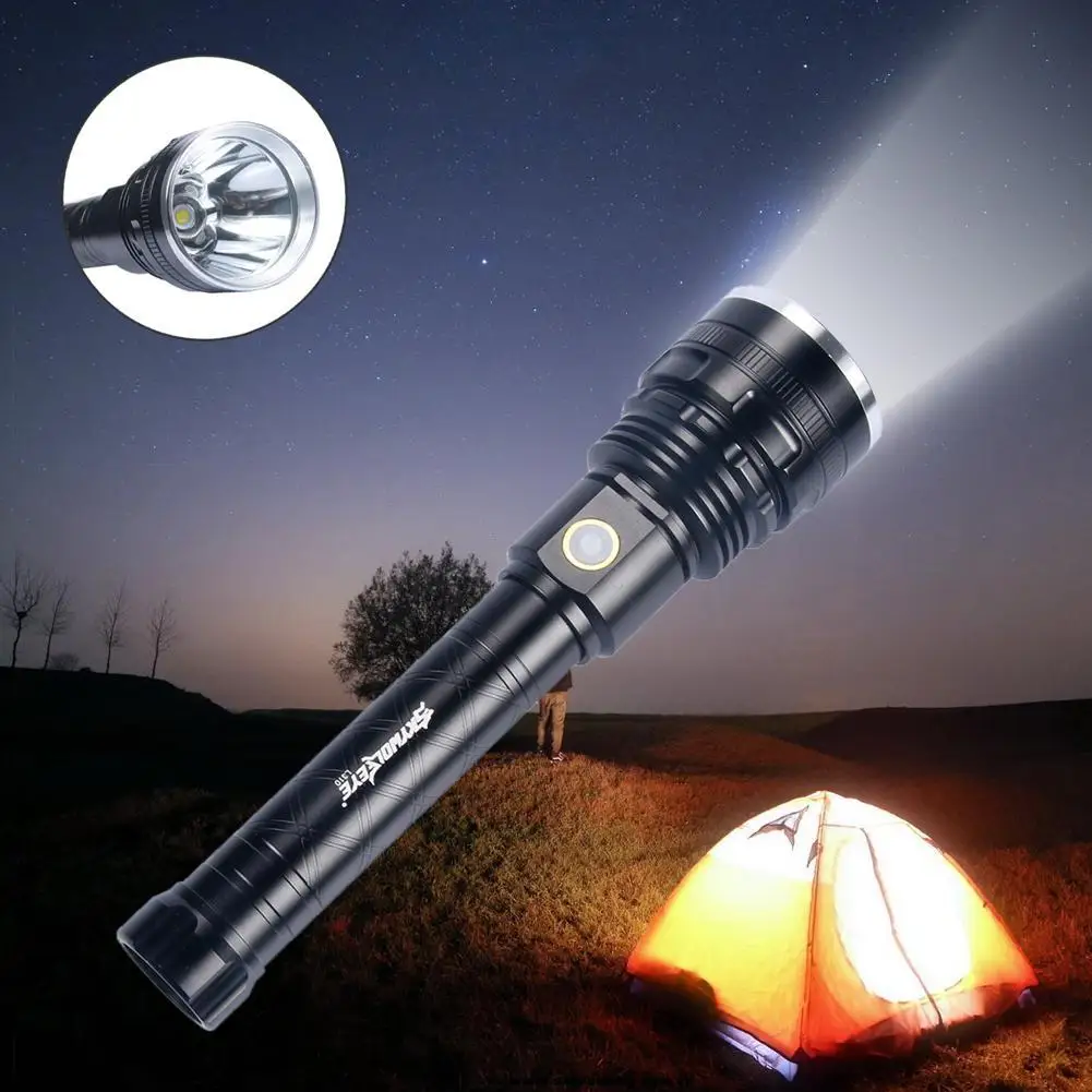 30W Stepless Dimming XHP50 Tactical Hunting Torch Flashlight Outdoor Camping Hiking Light