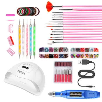 

1 Set Manicures Lamp Kit Manicure Polisher Set Nail Rhinestone Kit DIY Nail Art Tools for Salon Home (White Lamp+Blue Polisher)