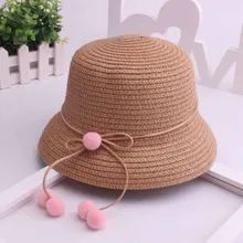 Пушистая бальная Шляпа Пляжная для путешествий милые шляпы от солнца Милая летняя шляпа Повседневная простая детская соломенная Кепка