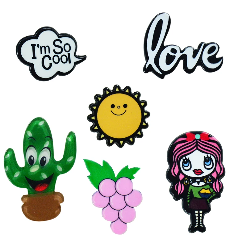 

CAIZI 1PC ICONS ON THE BACKPACK ACRYLIC BADGES JEANS DECORATION BADGE FOR CLOTHES KAWAII PIN BROOCH