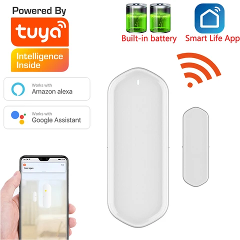 Smart WiFi Door Sensor Door Open / Closed Detectors Wifi Home Alarm Compatible With Alexa Google Home Tuya APP