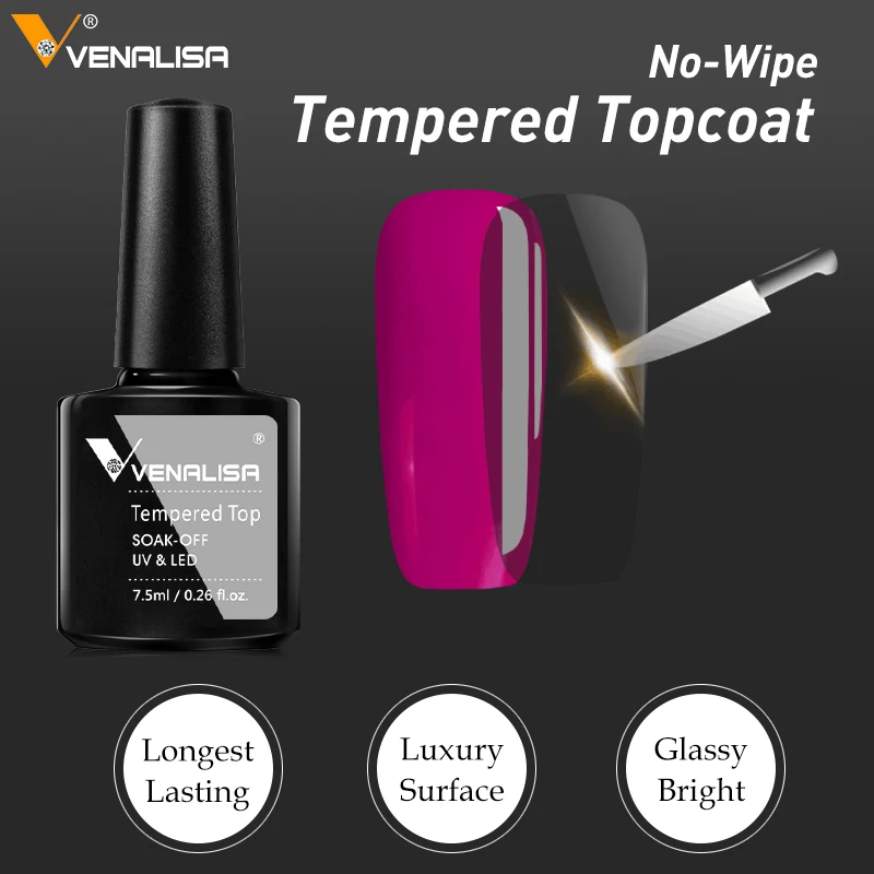 Vendita calda Venalisa Nail Art 7.5ml Top Coat temperato opaco Top Primer Base Coat Gel colorato smalto Gel UV Soak Off Manicure