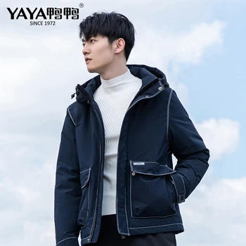 

YAYA 2020 Winter Warm Down Jacket Men Casual Thick Hooded Windbreaker Coat Men Solid Down Jacket