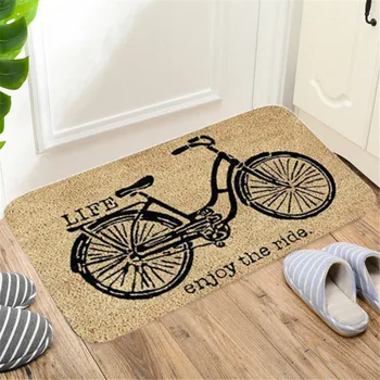 

Rectangle Non-Slip Door Mat 60x40CM Bedroom Kitchen Entrance Carpet Flannel Floor Mat Bicycle HELLO HOME Print Doormats F110