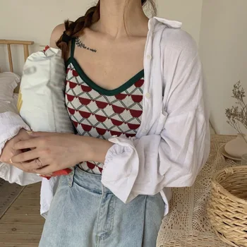 

Women Slim Knit Tank Tops Comfortable Striped Sleeveless Camisole Summer Ladies Vests