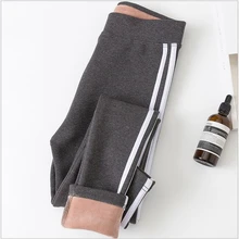 Fall Winter Thick lined Fleece Velvet Warm Slim Women Leggings Multicolor Stretch Side stripe female Leggings F170