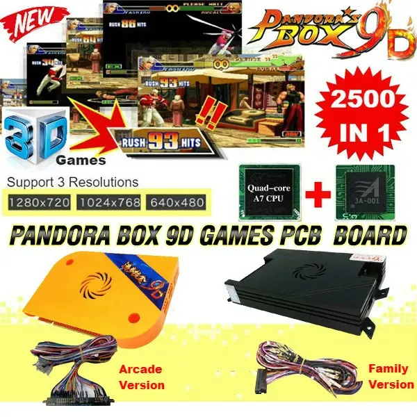 DIY Pandora box 9d 2500 В 1 Аркадный Игровой блок для игрового автомата с модульная доска JAMMA комплект с Happ джойстиком Кнопка питания динамик