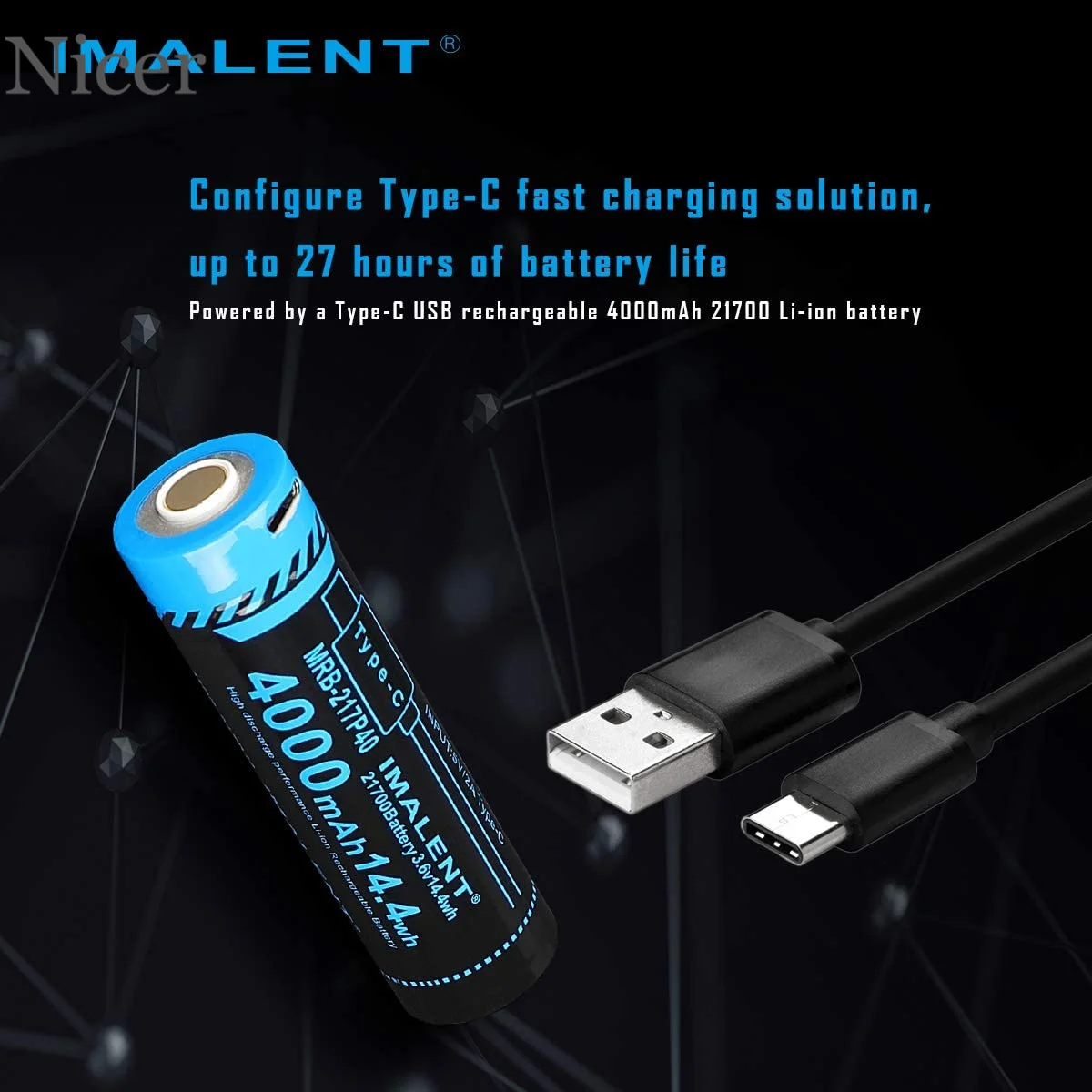 IMALENT LED Flashlight 9000 Lumens Type C USB R30C EDC Rechargeable Flashlight By 21700 Battery for