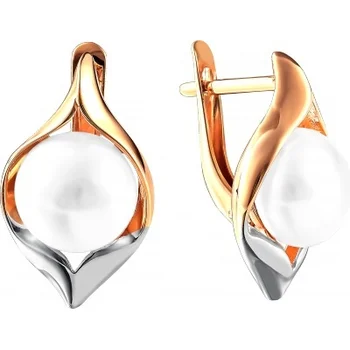 

Примаэксклюзив earrings with 2 pearls in red gold