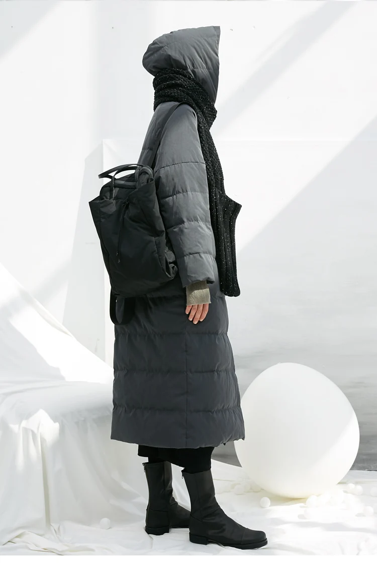AIGYPTOS manteau hiver femme женская новая Оригинальная дизайнерская Зимняя Толстая теплая короткая Повседневная Свободная длинная пуховая куртка с капюшоном пуховое пальто