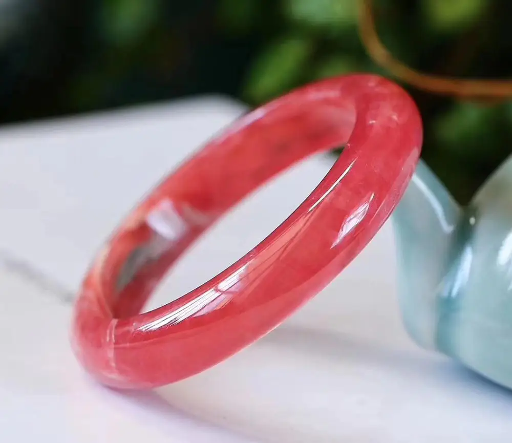 

Genuine Natural Rose Rhodochrosite Gemstone Crystal 12x8mm Round Love Bangle 52mm Rhodochrosite Inner Diamater AAAAAA