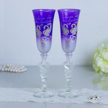 

Set of wedding glasses "Advice and love", with a heart on a leg, lilac 2882229