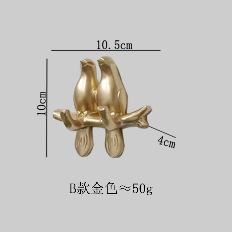 Полимерные крючки в виде птиц, настенные украшения для спальни, двери, бесшовные крючки для ключей, крючки, вешалка для одежды, держатель для ключей, настенные знаки, домашний декор - Цвет: B golden