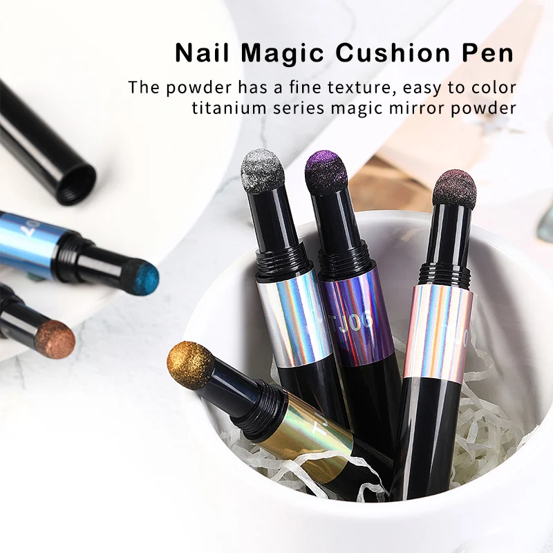 Mirror Nail Air Cushion Magic Powder Convenience Pen Nail Powder Glitter Mirror Effect Manicure Nails Tips Pigment Dust nail powder nail pigment