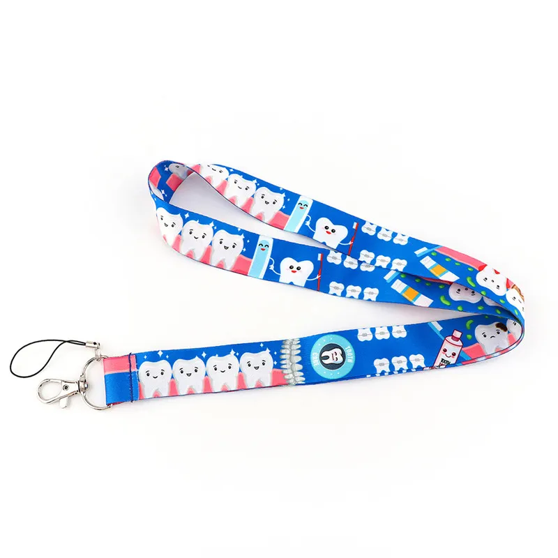 Dentist Keychain Cartoon Cute Tooth Lanyard for Keys Phone ID Name Tag DIY Hanging Rope Key Ring Gifts