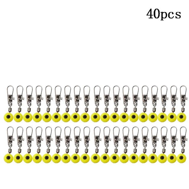 40pcs Fishing Float Rolling Swivel Supplies Tackle Tool Fishing Line To Hook Swivels Shank Clip Connector Fishing Accessories 40pcs yellow