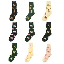 Женские забавные носки с изображением животных, Шиба-ину, собака, кошка, свинья, с принтом счастливых мультяшных чулочно-носочных изделий