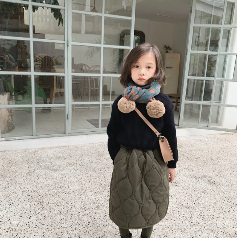 Утепленная юбка в Корейском стиле для девочек, юбки высокого качества для маленьких девочек на осень и зиму, 2-7 лет