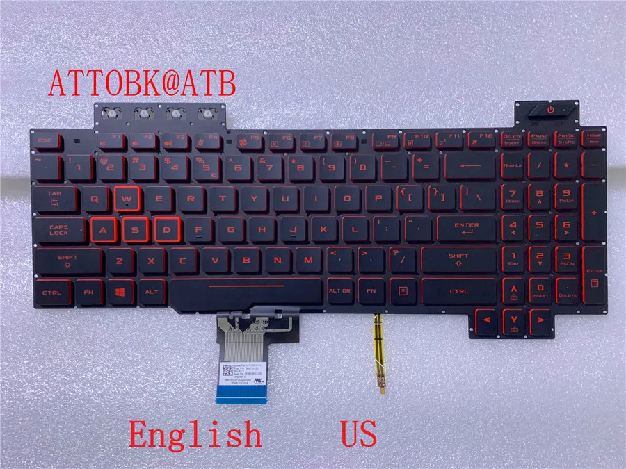 美品 ASUS TUF Gaming FX505DY 英字キー English Laptop keyboard for Asus TUF Gaming FX505 FX505G