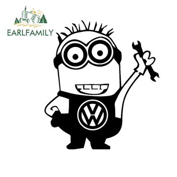 

EARLFAMILY 13cm Minion Worker Car Sticker Decal Vinyl Wag Funny JDM Car Dope Bumper Window Styling Graphics