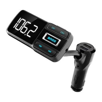 

Bluetooth Fm Transmitter Bluetooth Car Kit Portable Car Bluetooth Charger Handsfree Dual USB Bass Button Smart