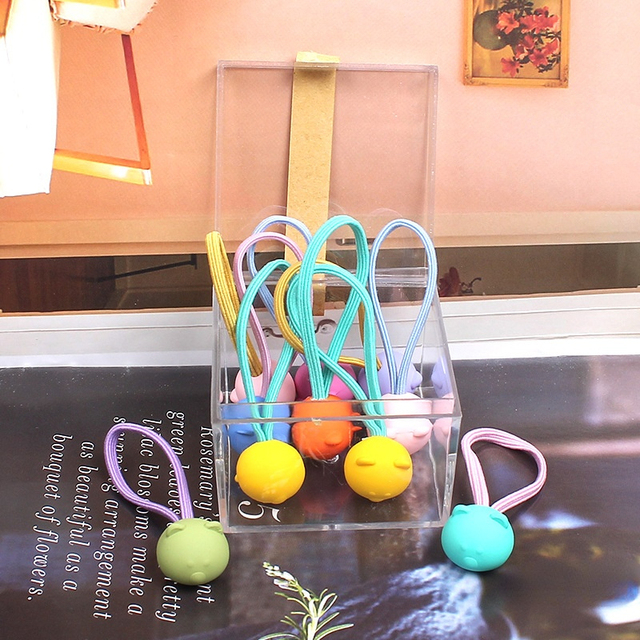 Version of Children's Hair Accessories Exquisite 10 Boxes Rubber Paint Jelly Color Hair Rope Rubber Band Hair Tie Female