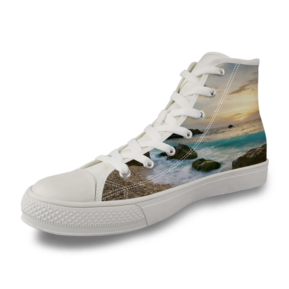 

Beach Reef Ocean Scenery High Top White Canvas Vulcanized Breathable Shoes