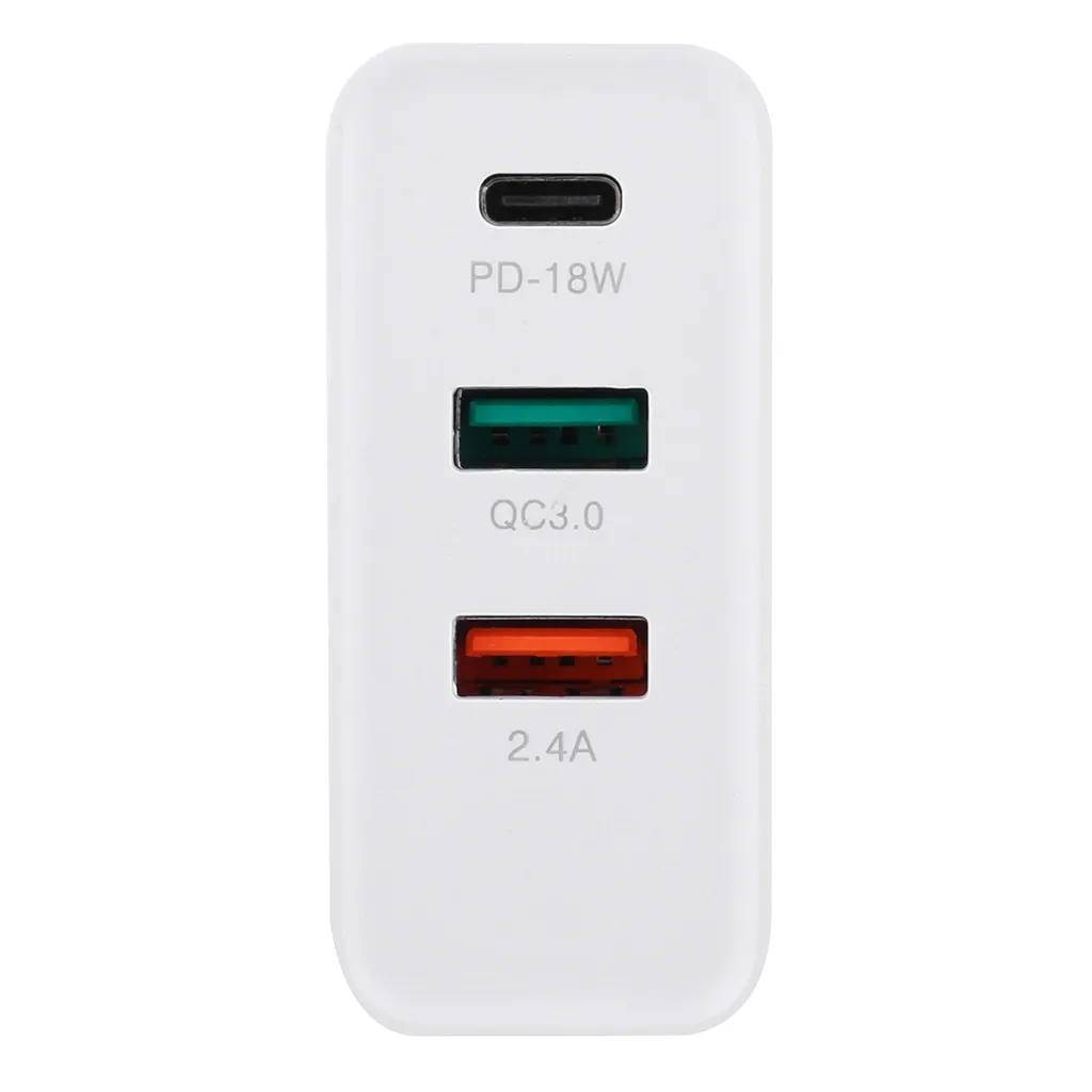 2 в 1 usb type-C порт QC 3,0 18 Вт Быстрая быстрая зарядка USB-C настенное зарядное устройство адаптер для iPhone 11 XS XR X 8 samsung S9 S8 S10