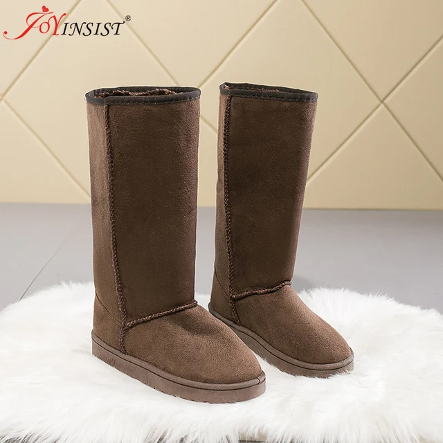 Foreign Trade Europe  America Classic Snow Boot Women Gaotong Snow Boots Female Russia 33 Centimeters Height Boots 41 Yards Code Light tan