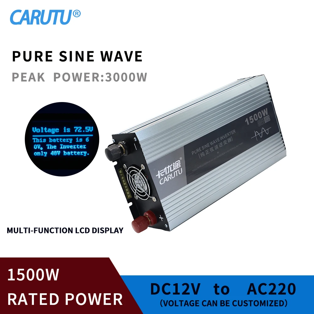 1500W Car Power Inverter pure Sinus Wechselrichter DC 12V AC 220V Converter DE 