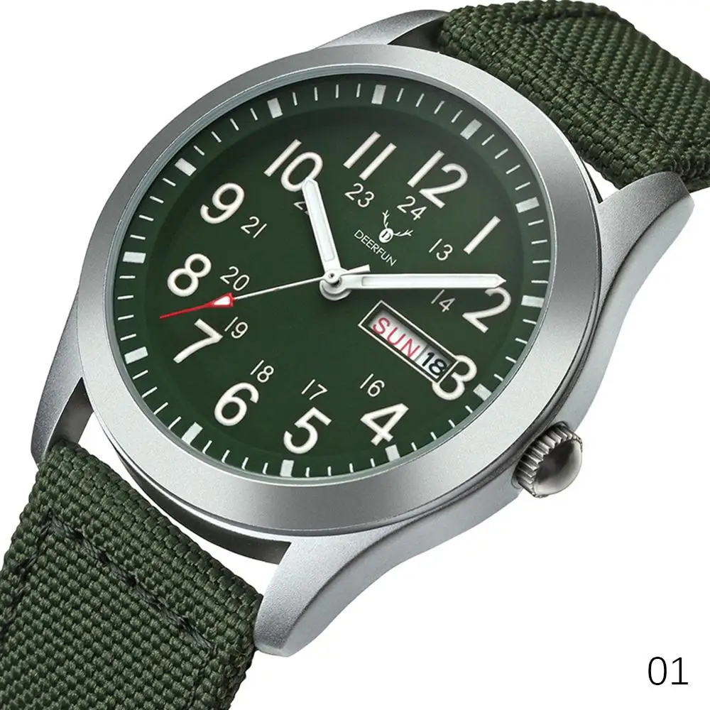 Спортивные кварцевые часы, мужские роскошные брендовые армейские военные часы, мужские нейлоновые часы - Цвет: Зеленый