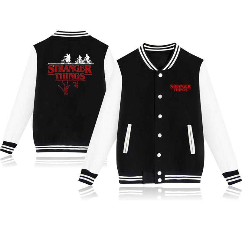 baseball jacket 3 Куртки для мальчиков и девочек с принтом «странные вещи», зимнее пальто для маленьких девочек, бейсбольная куртка для малышей, ветрозащитная верхняя одежда для детей - Цвет: baseball jacket 3