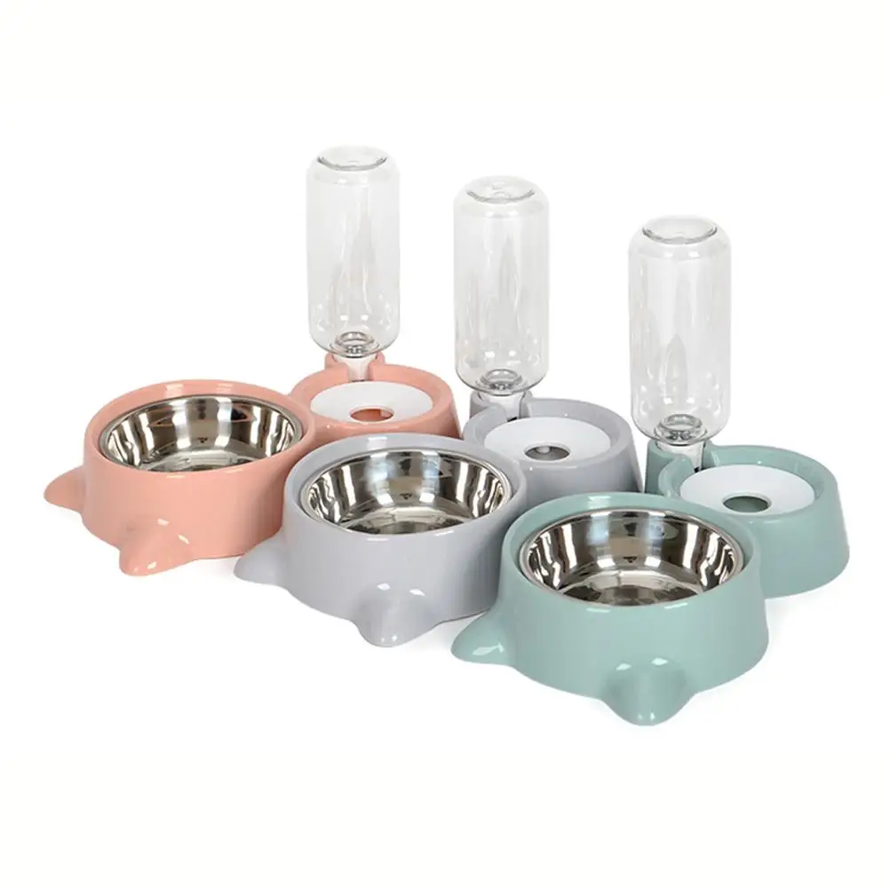Automatic Dog Feeder Drinker Stainless Steel Dual-use Dog Cat Bowl Pet Water Dispenser Food Feeding Drinking Bowl for Dogs Cats