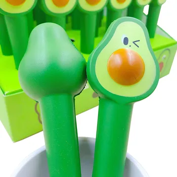 

1pcs Decompression Gel Pen Kawaii Avocado Cartoon Soft Cute Pen 0.5mm Black Ink Novelty Student Writing Stationery Funny