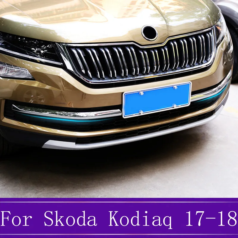 

2Pcs Stainless Steel Car Accessories Front Racing Grills Bumper Mesh Grille Around Trim Cover Fit For Skoda Kodiaq 2017 2018