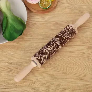 

Rolling Pin Embossing Mold Wood Christmas Carving Gingerbread Tool Party Bakng Mold Environmental Cookies Kitchen Cake DIY