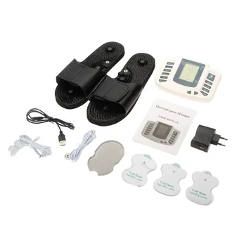 

100-240V LCD Digital Electronic Pulse Massager Physiotherapy Relax Muscle Therapy Stimulator Massor With Therapy Slipper + Pads