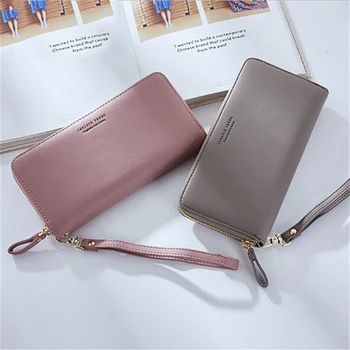 

Fashion Simple Style Women Wallet Wrist Handle Phone Case Long Section Money Pocket Pouch Handbag Women's Purse Card Holders