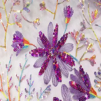 

African Lace Fabric 2019 High Quality Nigerian French Swiss voile Tulle With Sequins Mesh Lace Fabrics 5 Yards A1240