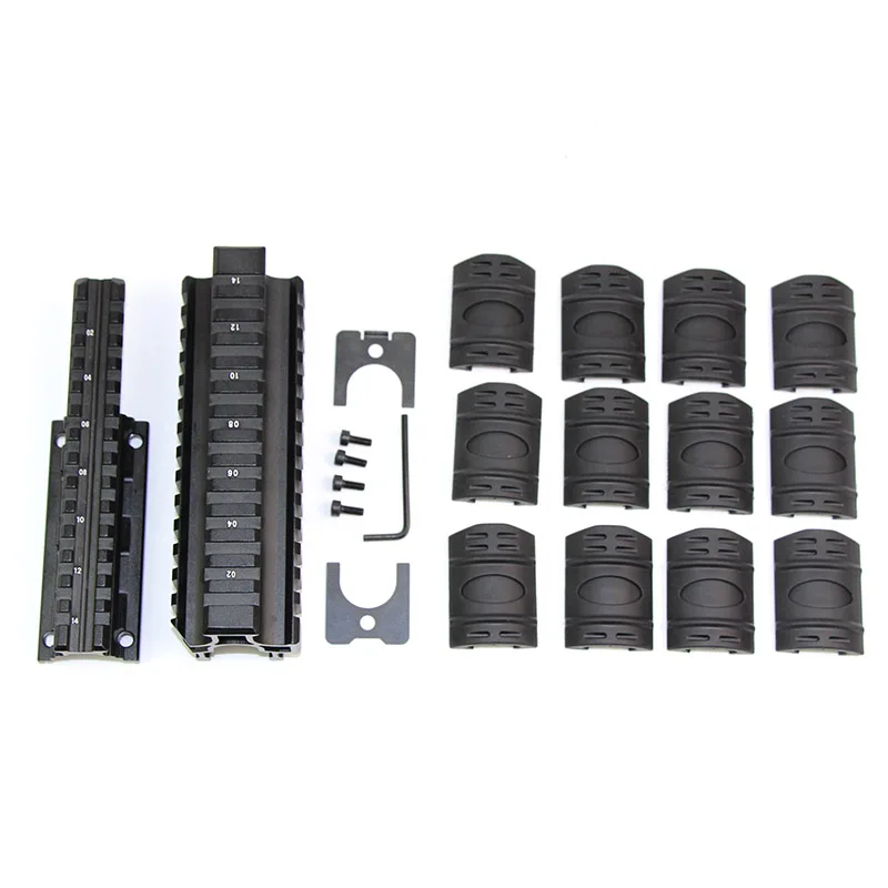 set AK47 74 AKs AKM Quad Rails крепление Handguard Rail 20 мм Пикатинни боковой рельс прицел светильник крепление рельсы Чехлы для охоты аксессуары - Цвет: set