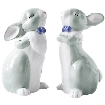 

Nordic Modern Ceramic Cute Rabbit Figurine Animal Statue Creative Porcelain Artwork Desktop Decoration Office Crafts Gifts R2350