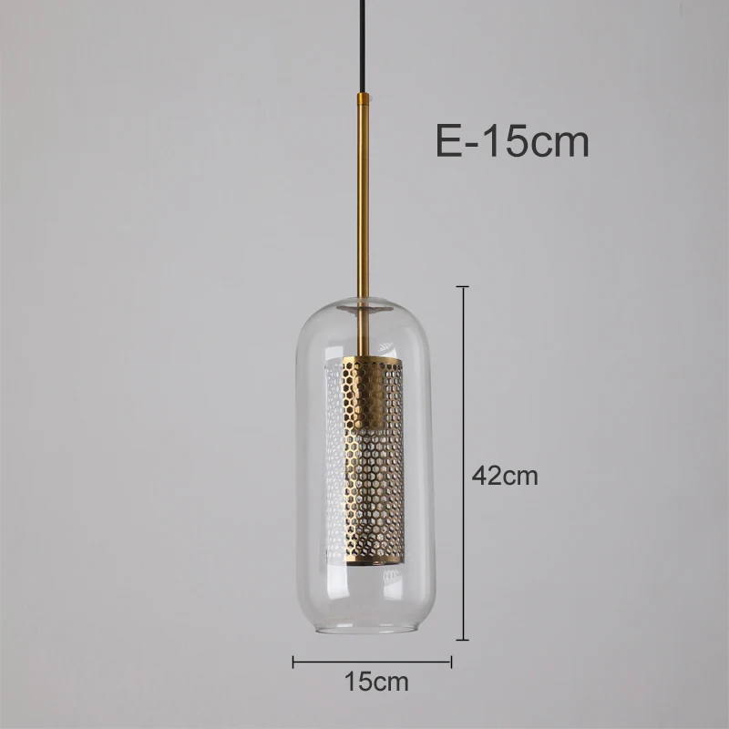 Современный ретро стеклянный подвесной светильник, подвесной светильник для ресторана, подвесной светильник, креативный дизайн, индивидуальность, лестничные светильники - Цвет корпуса: E-15cm