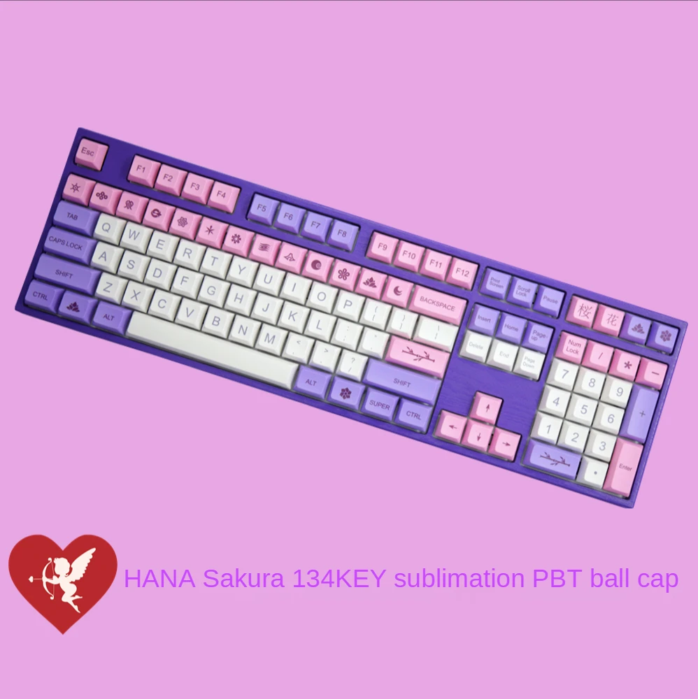 

Mechanical Keyboard Round Keycaps 134 Key PBT Sublimation XDA Highly Mechanical Keyboard Hana Cherry Ice Cream Ball Keycap