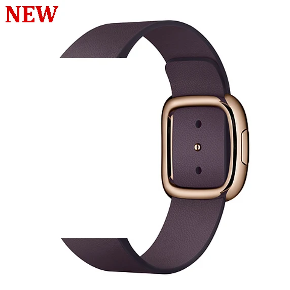 Strap For Apple Watch 5 4 band 44mm 40mm iwatch band 42mm 38mm Modern Buckle Genuine Leather bracelet belt watchband Accessories - Цвет ремешка: Aubergine