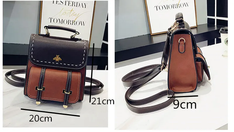 MVK, женский рюкзак, маленькая пчелка, школьный рюкзак для колледжа, винтажный, из искусственной кожи, преппи, Женский Известный Рюкзак, женский рюкзак, mochila