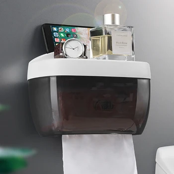 

Waterproof Toilet Paper Holder Wall Mounted Tissue Box Multifunction Storage Box Portable Toilet Paper Holder for Bathroom