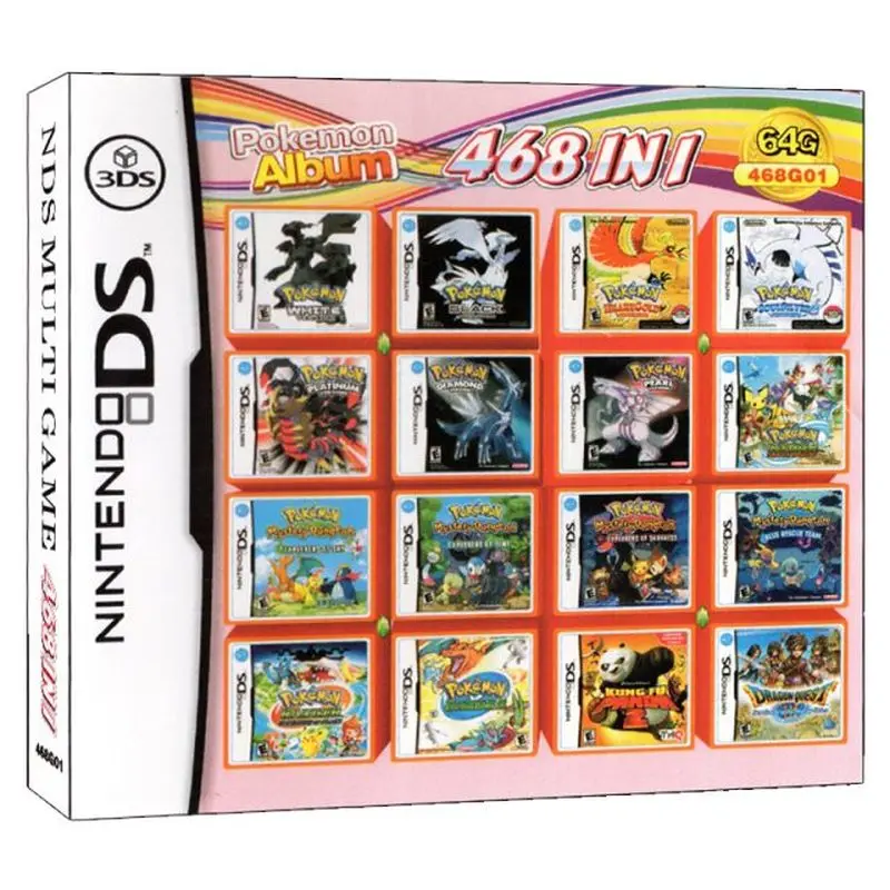 468 In 1 Pokemon Album Video Game Card Cartridge Console Card Compilation for Nintendo DS 3DS 2DS ND